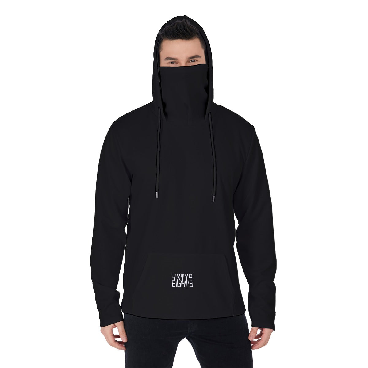 Sixty Eight 93 Black Men's Heavy Fleece Hoodie With Mask