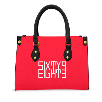 Sixty Eight 93 Logo White Red Women's Tote Bag With Black Handle