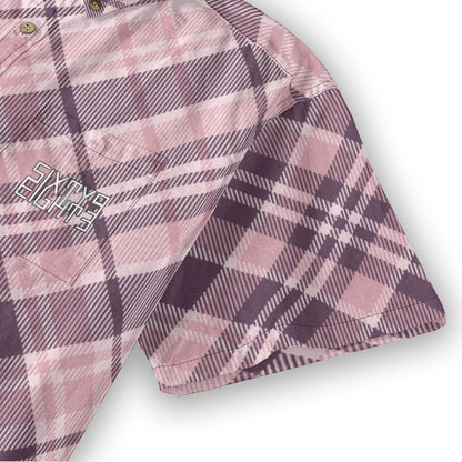 Sixty Eight 93 Logo White & Black Lavender Plaid Cotton Button Up Shirt