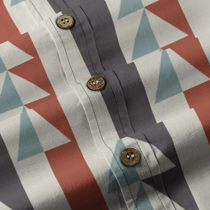 Sixty Eight 93 Logo White Redwood Granite Grey Cotton Button Up Shirt