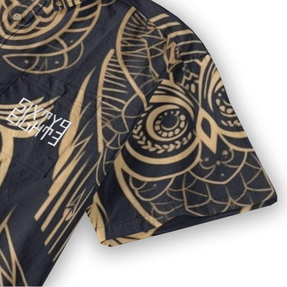 Sixty Eight 93 Logo White Desert Sand Owl Cotton Button Up Shirt