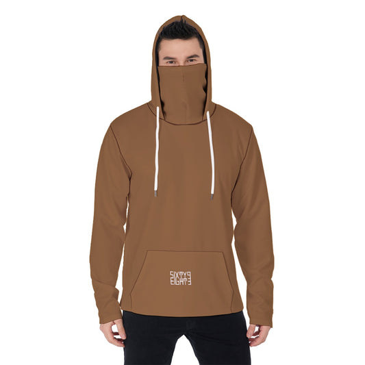 Sixty Eight 93 Chocolate Brown Men's Heavy Fleece Hoodie With Mask