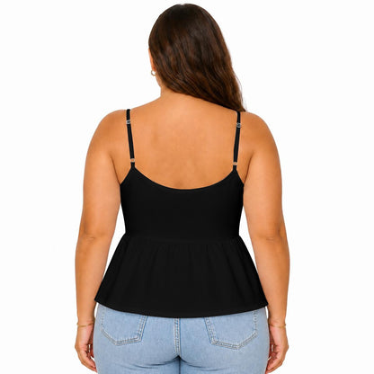Sixty Eight 93 Logo White Women's Black Cami Peplum Top
