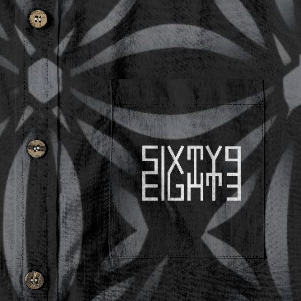 Sixty Eight 93 Logo White Sonic Silver & Black Cotton Button Up Shirt