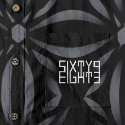 Sixty Eight 93 Logo White Sonic Silver & Black Cotton Button Up Shirt