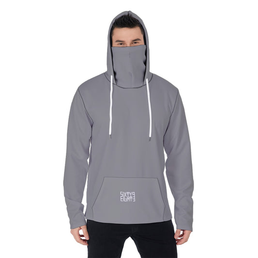 Sixty Eight 93 Grey Men's Heavy Fleece Hoodie With Mask
