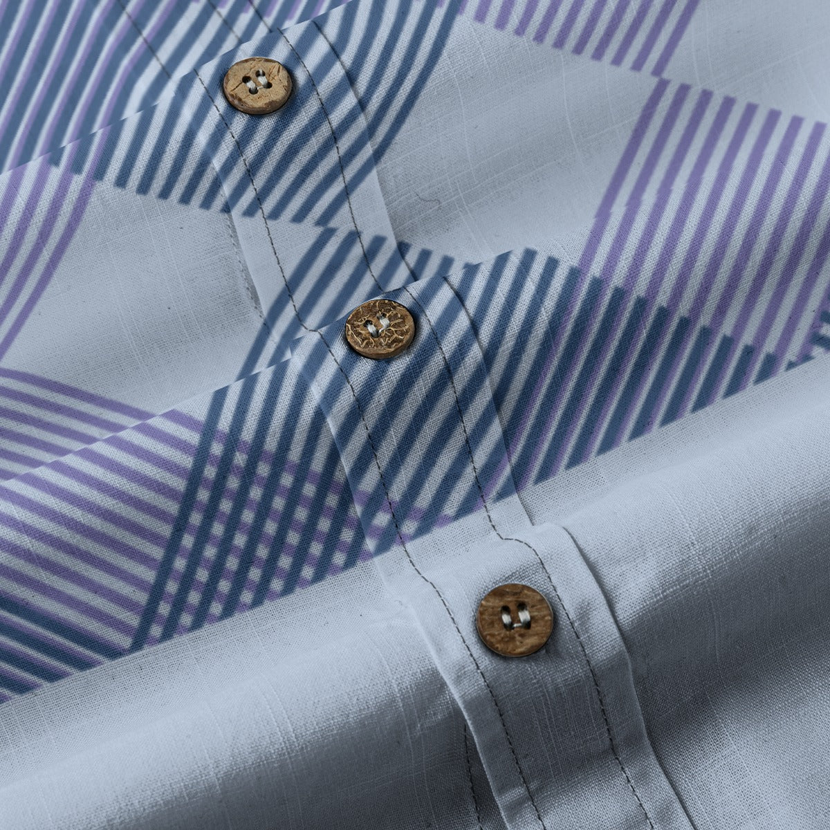 Sixty Eight 93 Logo White Shadow Pastel Blue Cotton Button Up Shirt