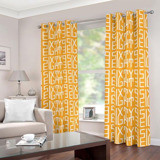 Sixty Eight 93 Infinity Logo White Orange Blackout Grommet Curtains