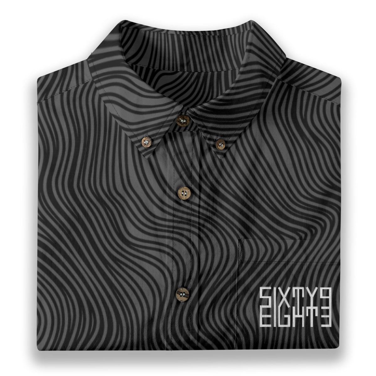 Sixty Eight 93 Logo White Mirage Black Cotton Button Up Shirt
