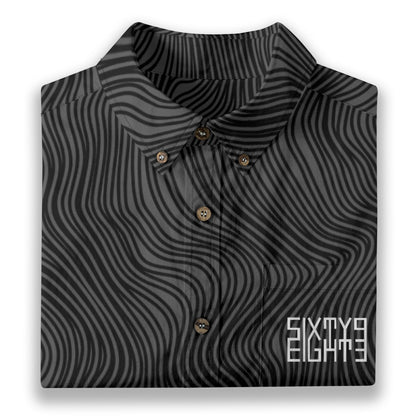 Sixty Eight 93 Logo White Mirage Black Cotton Button Up Shirt