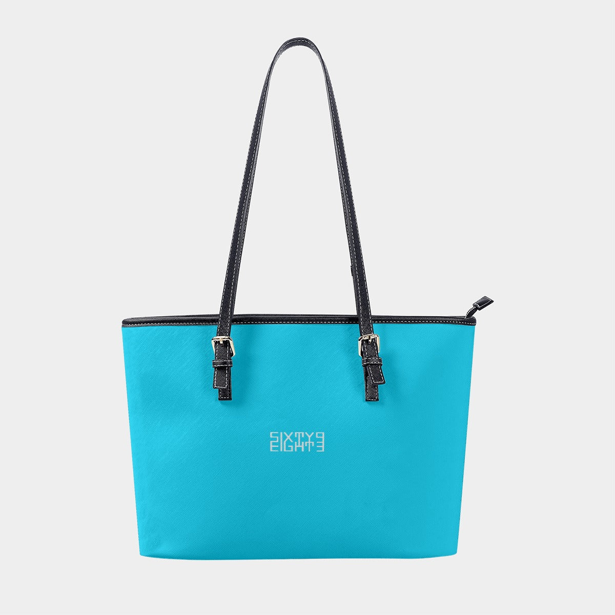 Sixty Eight 93 Logo White Aqua Blue Women's Tote Bag | PU