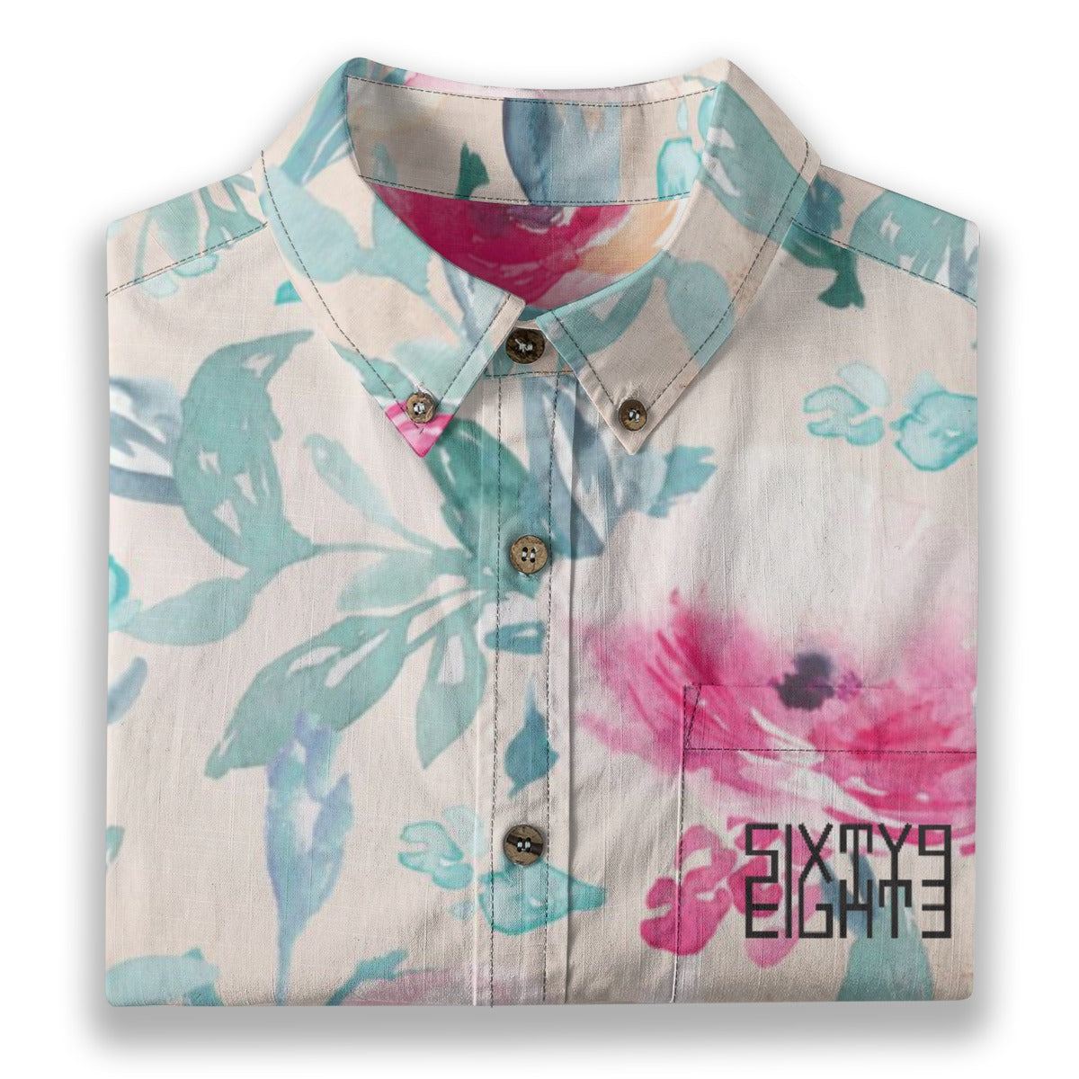 Sixty Eight 93 Logo Black Floral Heaven Cotton Button Up Shirt