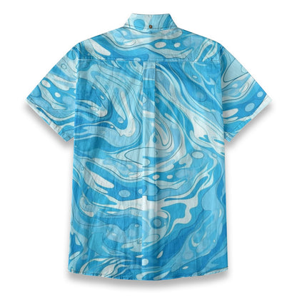 Sixty Eight 93 Logo Black Aqua Tsunami Cotton Button Up Shirt
