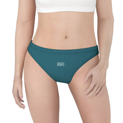 Sixty Eight 93 Logo White Dark Teal Women's Low Cut Thong