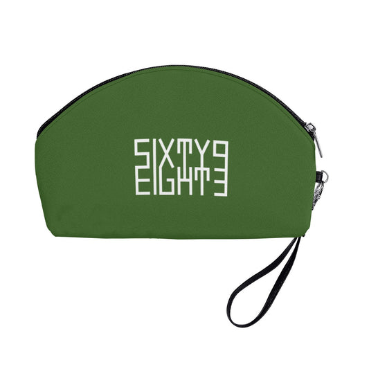 Sixty Eight 93 Logo White Forest Green Curved Cosmetic Bag