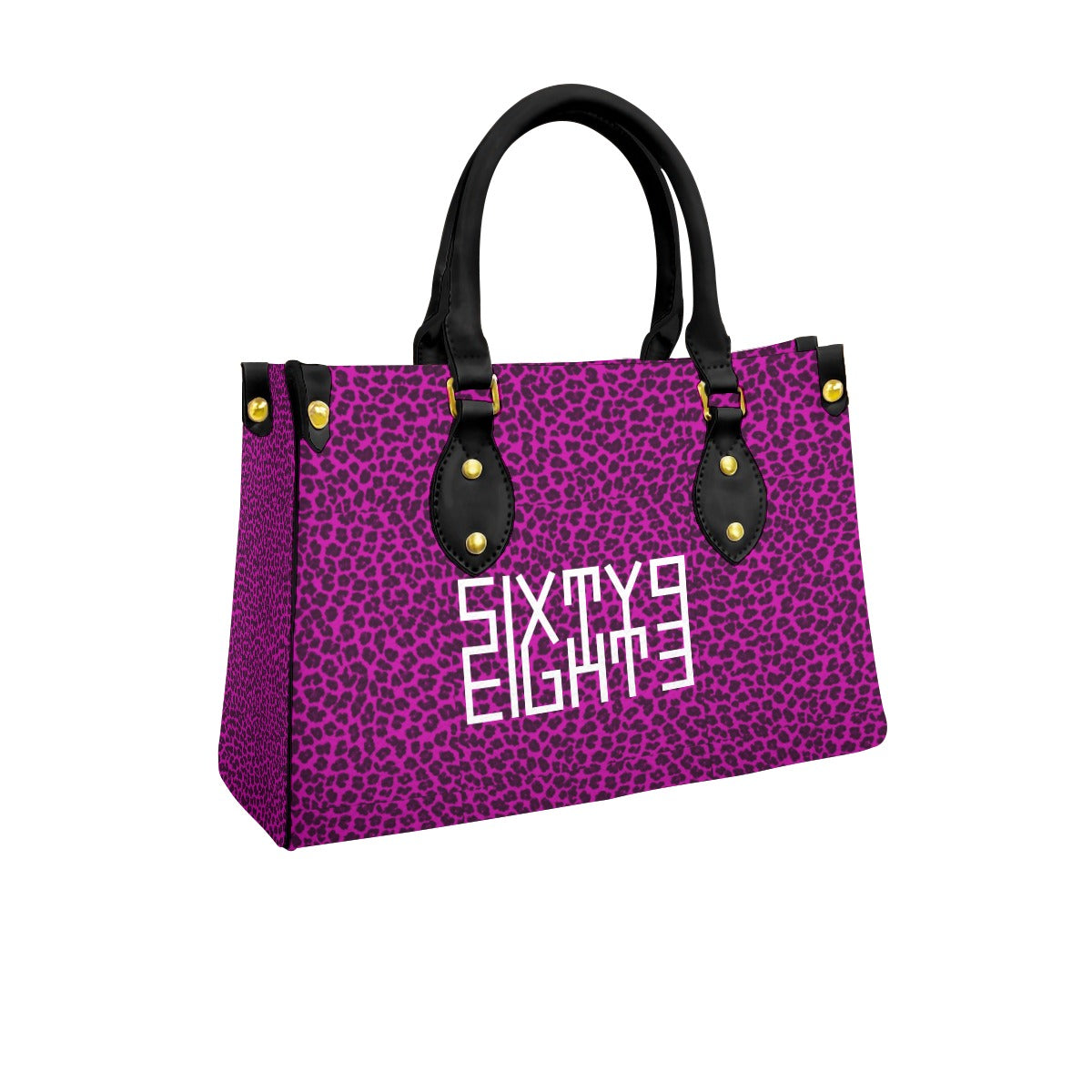 Sixty Eight 93 Logo White Cheetah Fuchsia Women's Tote Bag With Black Handle