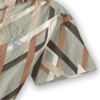 Sixty Eight 93 Logo White & Black Ascension Cotton Button Up Shirt