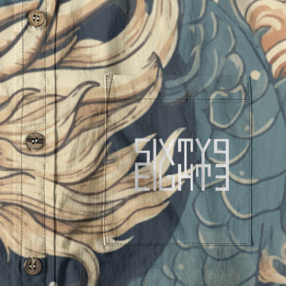 Sixty Eight 93 Logo White Ancient Deity Cotton Button Up Shirt