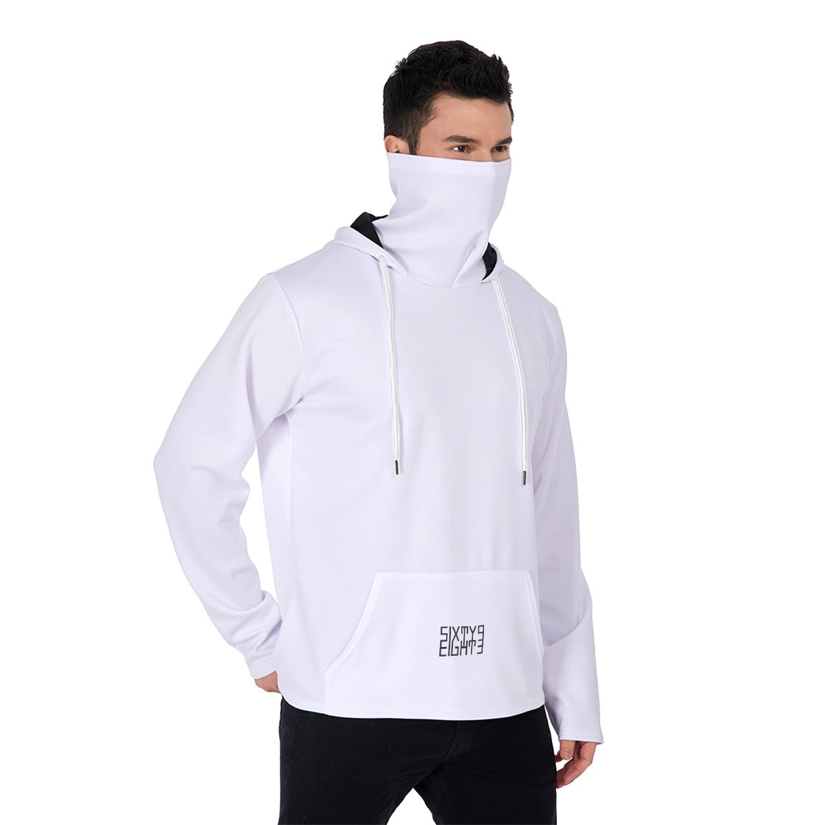 Sixty Eight 93 White Men's Heavy Fleece Hoodie With Mask