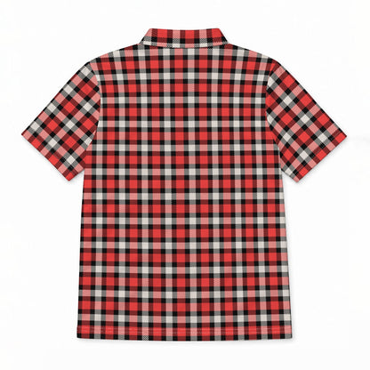 Sixty Eight 93 Logo White RBC Plaid Men's Cotton Polo Shirt