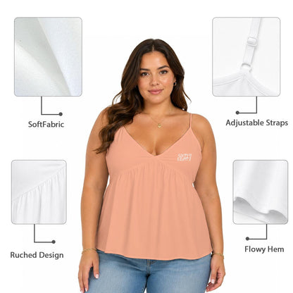 Sixty Eight 93 Logo White Women's Peach Cami Peplum Top