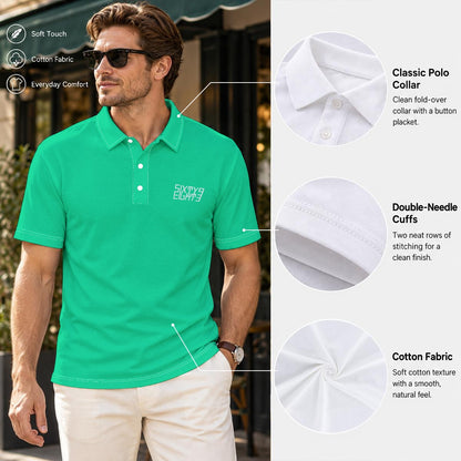Sixty Eight 93 Logo White Men's Sea Green Cotton Polo Shirt