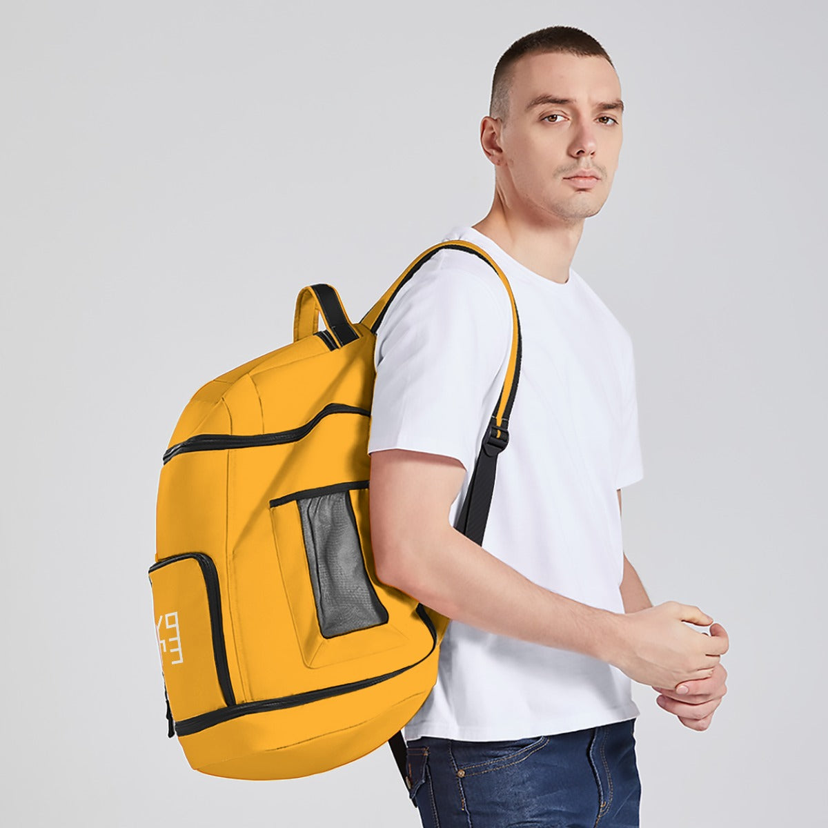 Sixty Eight 93 Logo White Orange Multifunctional Oxford Backpack