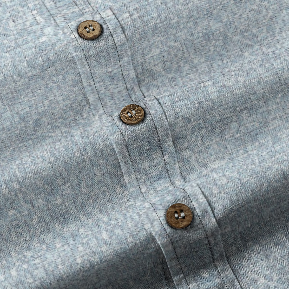 Sixty Eight 93 Logo Black Columbia Blue Cotton Button Up Shirt