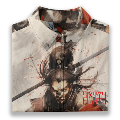 Sixty Eight 93 Logo Red Sam in Motion Cotton Button Up Shirt