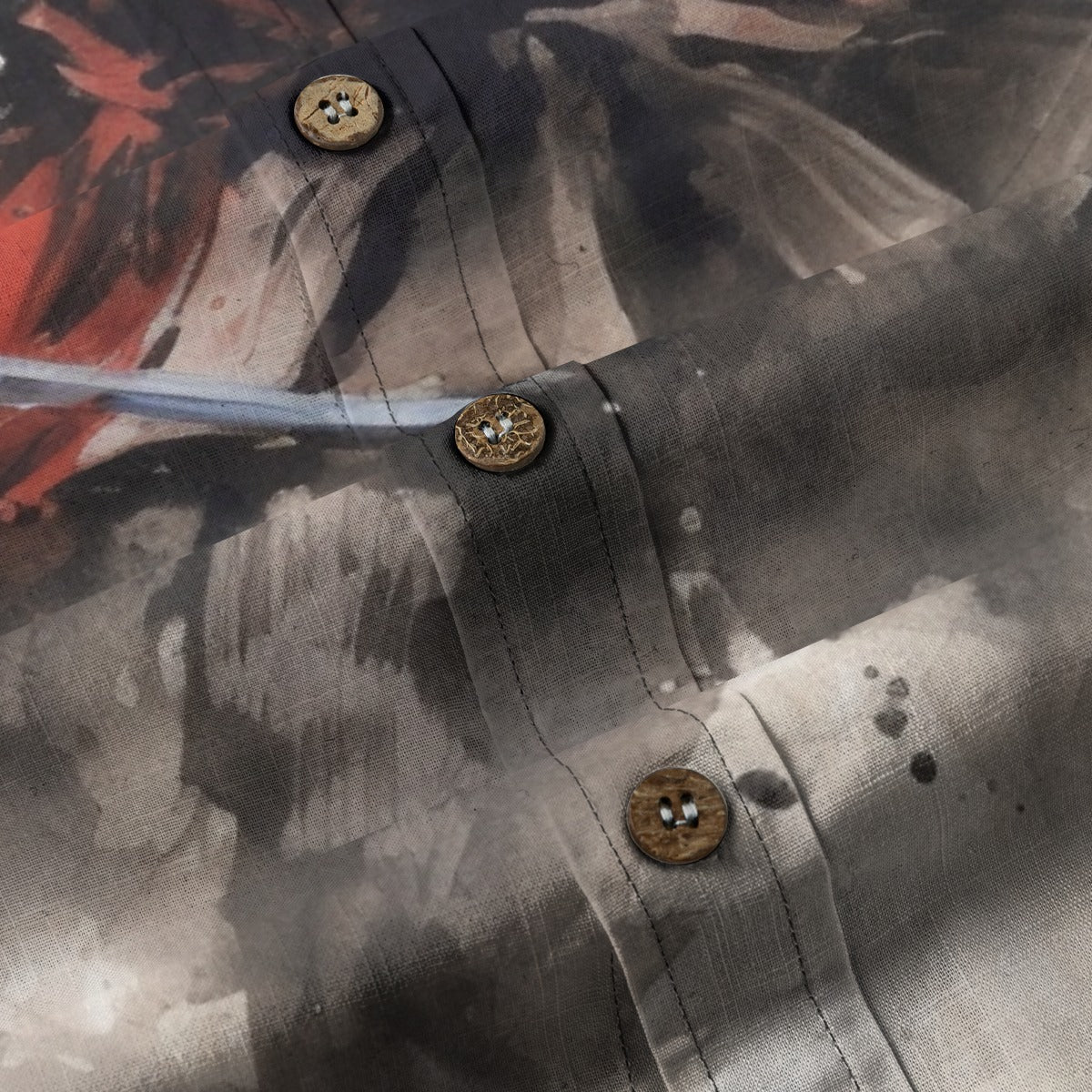 Sixty Eight 93 Logo Red Warrior's Strife Cotton Button Up Shirt
