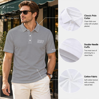 Sixty Eight 93 Logo White Gray Men's Cotton Polo Shirt
