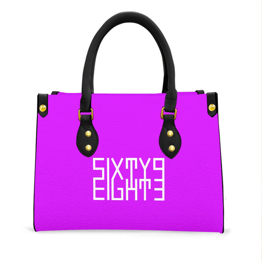 Sixty Eight 93 Logo White Grape Women's Tote Bag With Black Handle