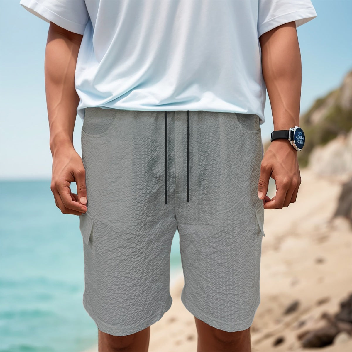 Sixty Eight 93 Logo Black Grey Men's Cargo Shorts