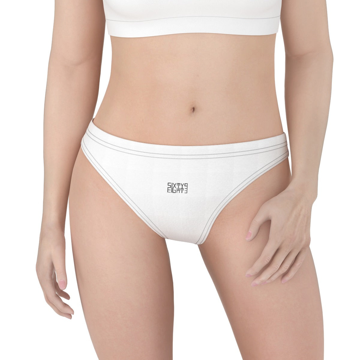 Sixty Eight 93 Logo Black White Women's Low Cut Thong