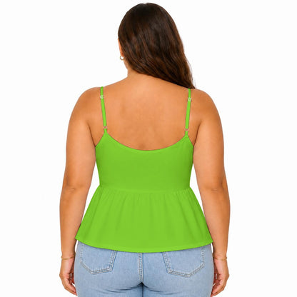 Sixty Eight 93 Logo White Women's Dark Lemon Lime Cami Peplum Top
