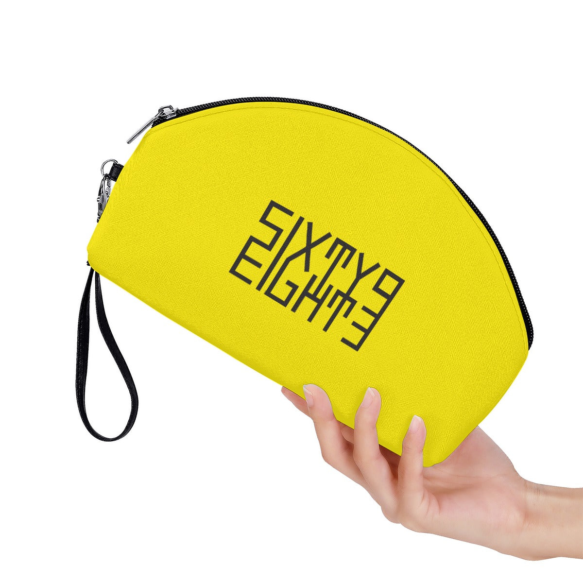 Sixty Eight 93 Logo Black Lemonade Curved Cosmetic Bag