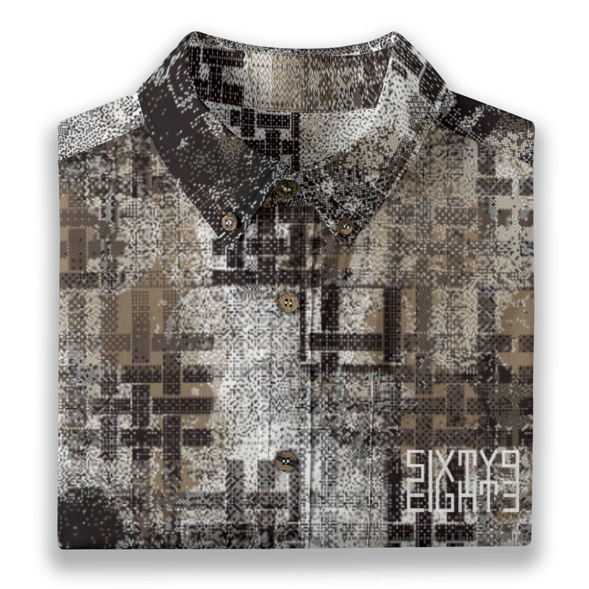 Sixty Eight 93 Logo White Labyrinth Cotton Button Up Shirt
