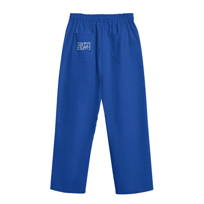 Sixty Eight 93 Logo White Blue Unisex Straight Casual Pants