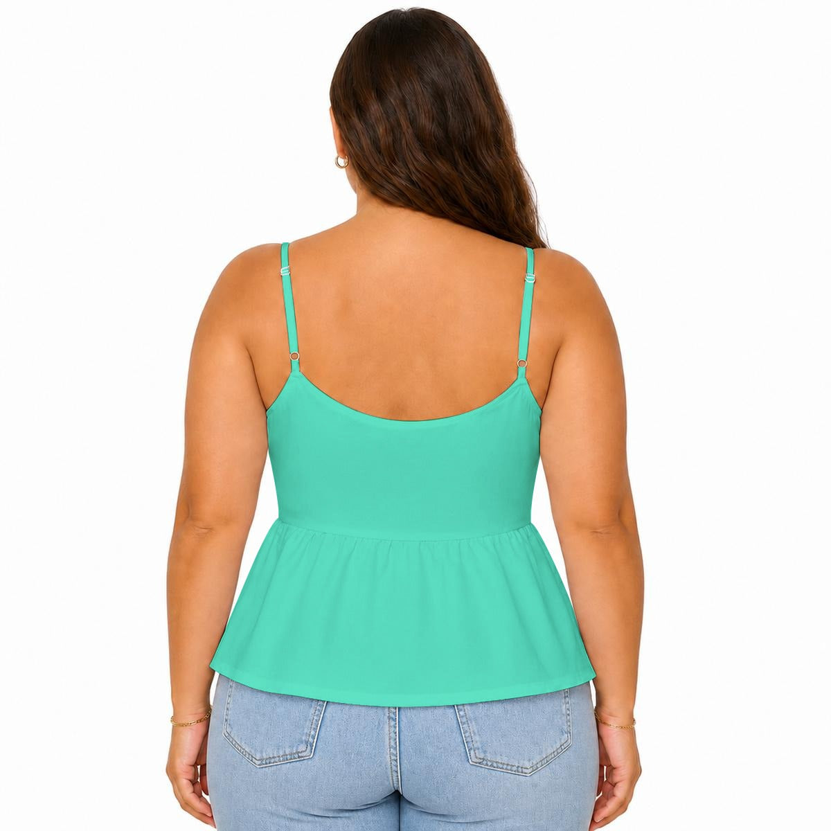 Sixty Eight 93 Logo White Turquoise Women's Cami Peplum Top