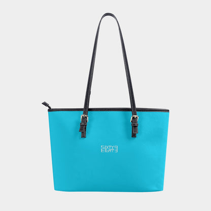 Sixty Eight 93 Logo White Aqua Blue Women's Tote Bag | PU