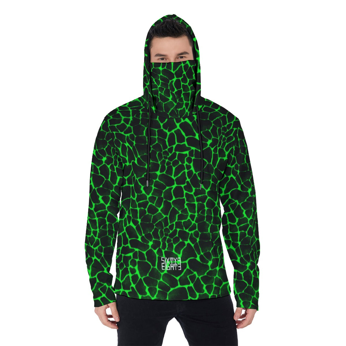 Sixty Eight 93 Boa Black Lime Men's Heavy Fleece Hoodie With Mask