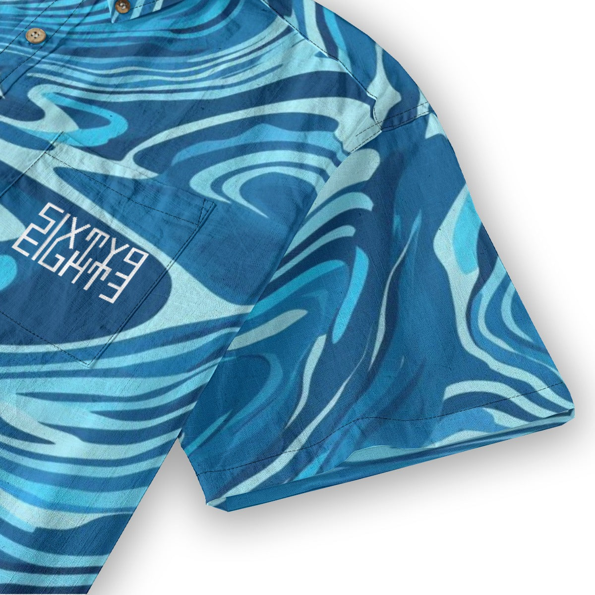 Sixty Eight 93 Logo White Blue Frenzy Cotton Button Up Shirt