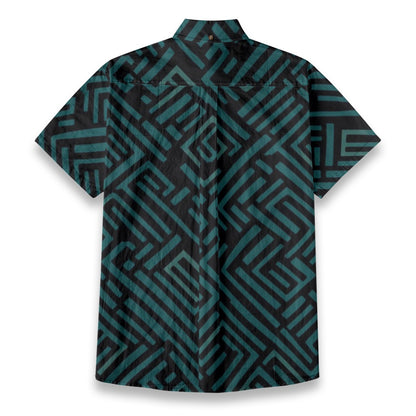Sixty Eight 93 Logo White Myrtle Green & Eerie Black Cotton Button Up Shirt