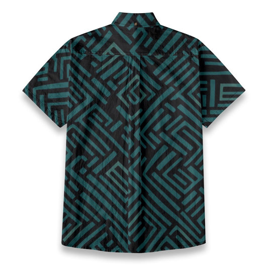 Sixty Eight 93 Logo White Myrtle Green & Eerie Black Cotton Button Up Shirt