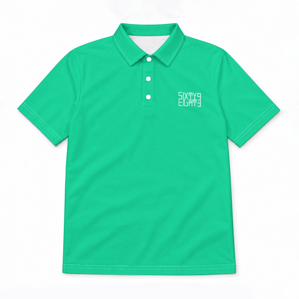 Sixty Eight 93 Logo White Men's Sea Green Cotton Polo Shirt