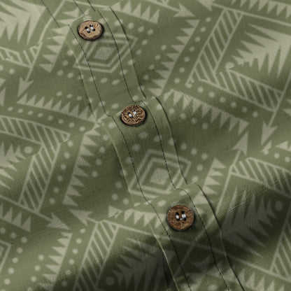 Sixty Eight 93 Logo White Camo Green Grullo Cotton Button Up Shirt