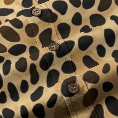 Sixty Eight 93 Logo White Spotted Gold Cotton Button Up Shirt