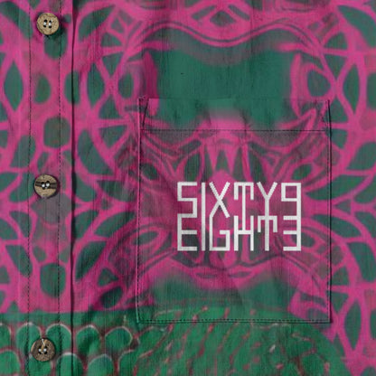 Sixty Eight 93 Logo White Dark Mystic Slate Cotton Button Up Shirt