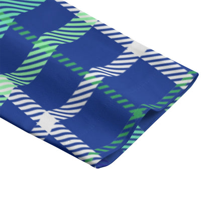 Sixty Eight 93 Checkered Blue & Sea Green Men's Casual Flat Lapel Collar Blazer