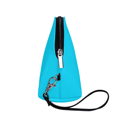 Sixty Eight 93 Logo White Aqua Blue Curved Cosmetic Bag